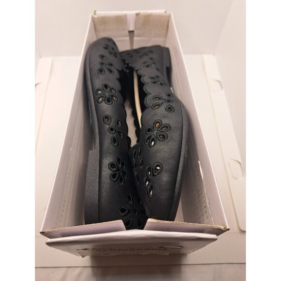 Ballet Flats 6301 N Black Floral Slip On Shoes Synthetic Womens 9 New - Picture 6 of 7